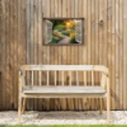 Doorkijk - Bloemen - Natuur - Zon - Pad Tuinposter op houten frame 2 cm dik klein -sfeer4