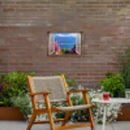 Doorkijk - Berg - Landschap - Uitzicht - Meer Tuinposter op houten frame 2 cm dik klein -sfeer3