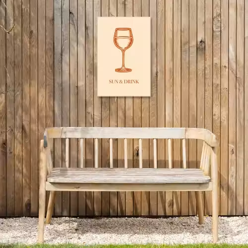 Wijn - Zomer - Quote - Oranje Tuinposter op houten frame 2 cm dik klein -sfeer4