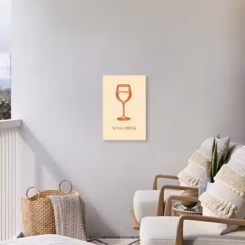 Wijn - Zomer - Quote - Oranje Tuinposter op houten frame 2 cm dik klein -sfeer1
