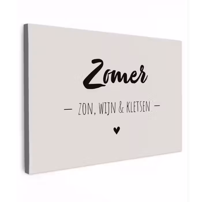 Wijn - Zomer zon, wijn & kletsen - Quotes - Tekst Tuinposter op houten frame 2 cm dik klein -3d