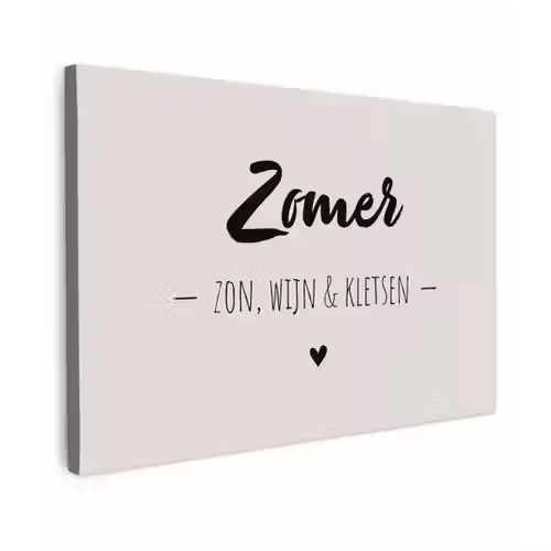 Wijn - Zomer zon, wijn & kletsen - Quotes - Tekst Tuinposter op houten frame 2 cm dik klein -3d