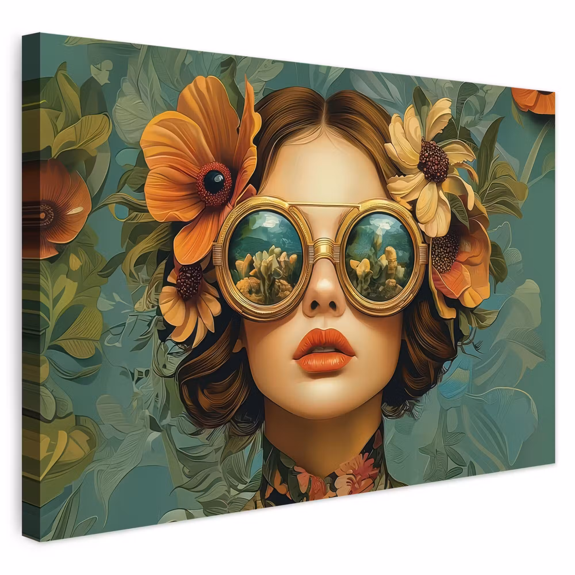 Outdoor Canvas Print - Woman - Flowers - Butterflies - Nature - Vintage