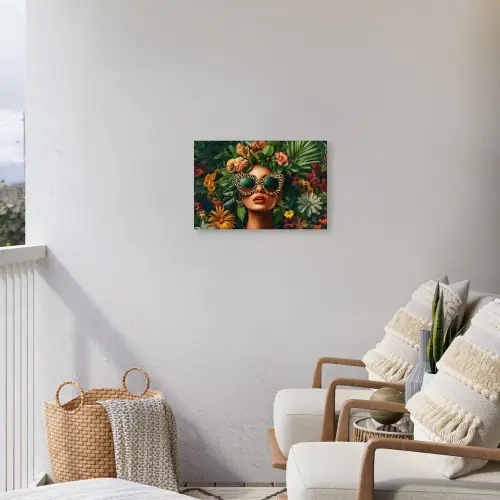 Vrouw - Panterprint - Jungle - Natuur - Luxe Tuinposter op houten frame 2 cm dik klein -sfeer1