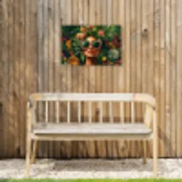 Vrouw - Panterprint - Jungle - Natuur - Luxe Tuinposter op houten frame 2 cm dik klein -sfeer4
