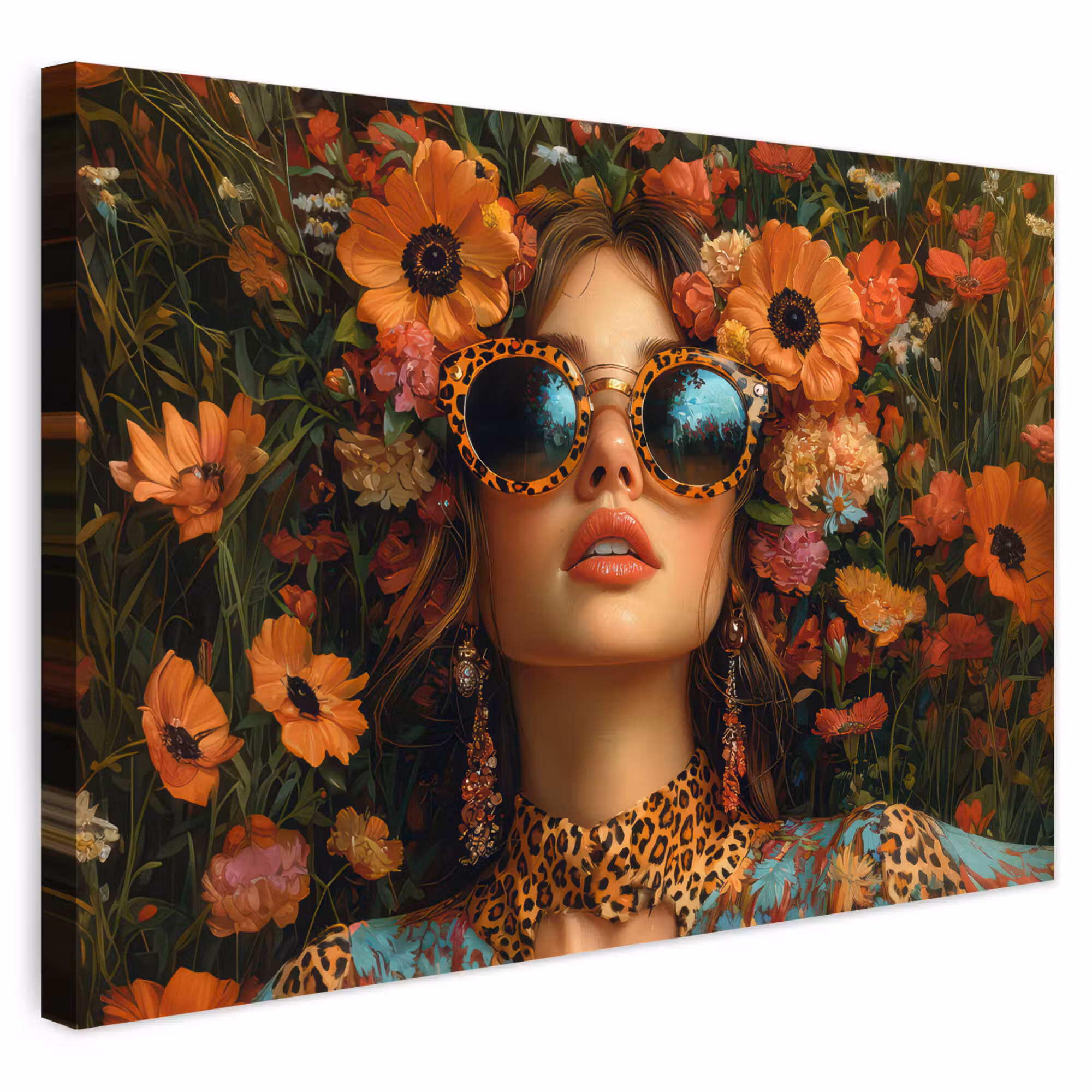 Outdoor Canvas Print - Women - Flowers - Modern - Glasses - Abstract
