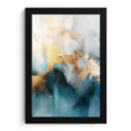 Abstract - Kunst - Gold - Blauw fotolijst zwart zonder passe partout klein -3d