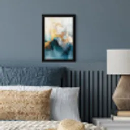 Abstract - Kunst - Gold - Blauw fotolijst zwart zonder passe partout klein -sfeer3