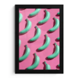 Bananen - Patroon - Blauw - Roze fotolijst zwart zonder passe partout klein -3d