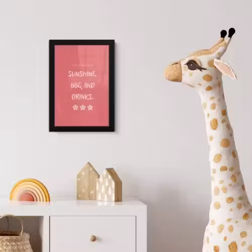 BBQ - Quote - Roze - Zomer fotolijst zwart zonder passe partout klein -usfeer4_kinderkamer