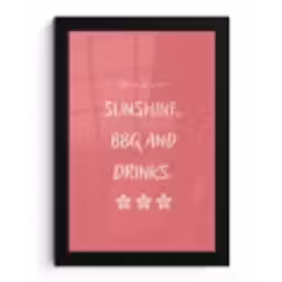BBQ - Quote - Roze - Zomer fotolijst zwart zonder passe partout klein -3d
