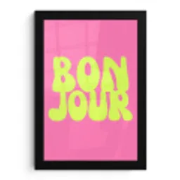 Bonjour - Roze - Fel groen fotolijst zwart zonder passe partout klein -3d