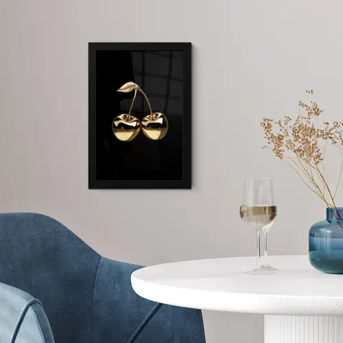 Kersen - Zwart - Goud - Chrome fotolijst zwart zonder passe partout klein -sfeer4