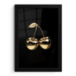 Kersen - Zwart - Goud - Chrome fotolijst zwart zonder passe partout klein -3d
