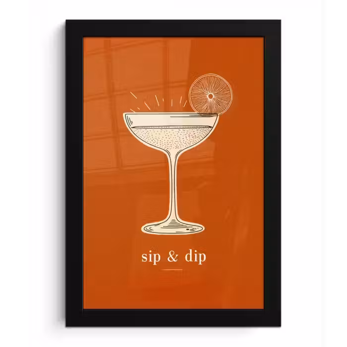 Cocktail - Oranje - Zomer - Quote fotolijst zwart zonder passe partout klein -3d