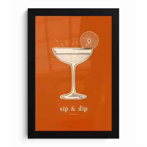 Cocktail - Oranje - Zomer - Quote fotolijst zwart zonder passe partout klein -3d