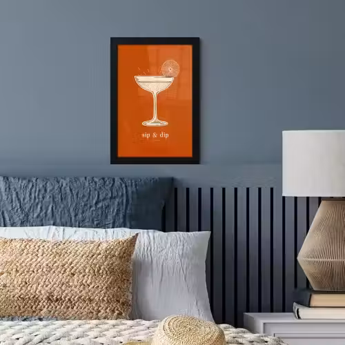 Cocktail - Oranje - Zomer - Quote fotolijst zwart zonder passe partout klein -sfeer3