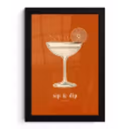 Cocktail - Oranje - Zomer - Quote fotolijst zwart zonder passe partout klein -3d