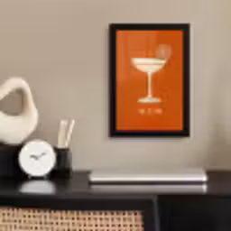 Cocktail - Oranje - Zomer - Quote fotolijst zwart zonder passe partout klein -sfeer1