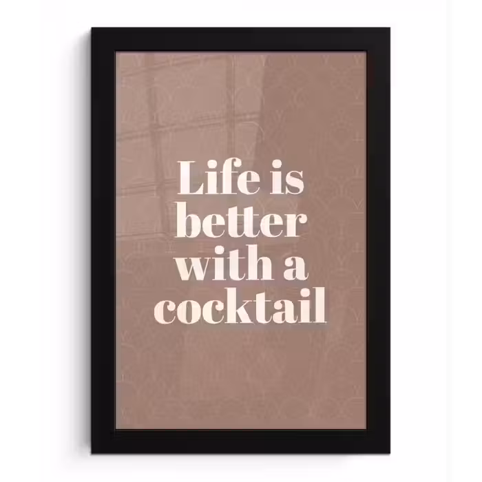 Cocktail - Tekst - Patroon - Wit fotolijst zwart zonder passe partout klein -3d