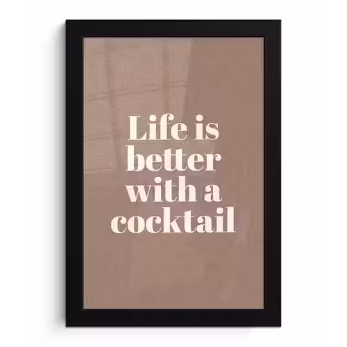Cocktail - Tekst - Patroon - Wit fotolijst zwart zonder passe partout klein -3d