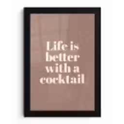 Cocktail - Tekst - Patroon - Wit fotolijst zwart zonder passe partout klein -3d