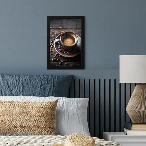 Kop - Koffie - Hout - Bonen fotolijst zwart zonder passe partout klein -sfeer3
