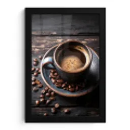 Kop - Koffie - Hout - Bonen fotolijst zwart zonder passe partout klein -3d