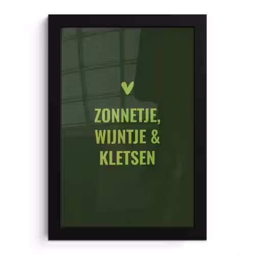 Donkergroen - Quote - Zon - Zomer fotolijst zwart zonder passe partout klein -3d
