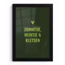 Donkergroen - Quote - Zon - Zomer fotolijst zwart zonder passe partout klein -3d