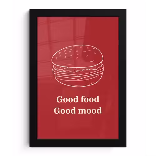 Dieprood - Lijntekening - Tekst - Hamburger fotolijst zwart zonder passe partout klein -3d