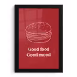 Dieprood - Lijntekening - Tekst - Hamburger fotolijst zwart zonder passe partout klein -3d