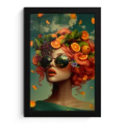 Vrouw - Sinaasappel - Bessen - Oranje fotolijst zwart zonder passe partout klein -3d