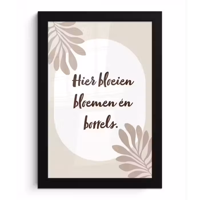 Bloemen - Quote - Zomer - Beige fotolijst zwart zonder passe partout klein -3d