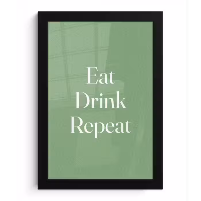 Eten - Drinken - Tekst - Mintgroen fotolijst zwart zonder passe partout klein -3d