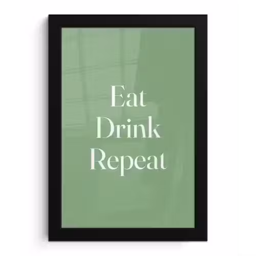 Eten - Drinken - Tekst - Mintgroen fotolijst zwart zonder passe partout klein -3d