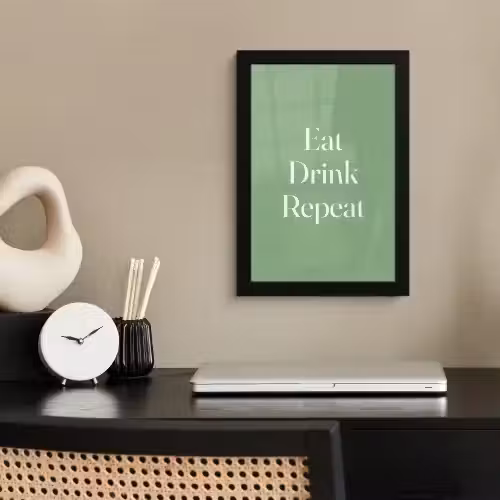 Eten - Drinken - Tekst - Mintgroen fotolijst zwart zonder passe partout klein -sfeer1