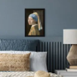 Meisje met de Parel - Schilderij van Johannes Vermeer fotolijst zwart zonder passe partout klein -sfeer3