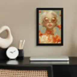 Goudvissen - Oranje - Vrouw - Blond fotolijst zwart zonder passe partout klein -sfeer1