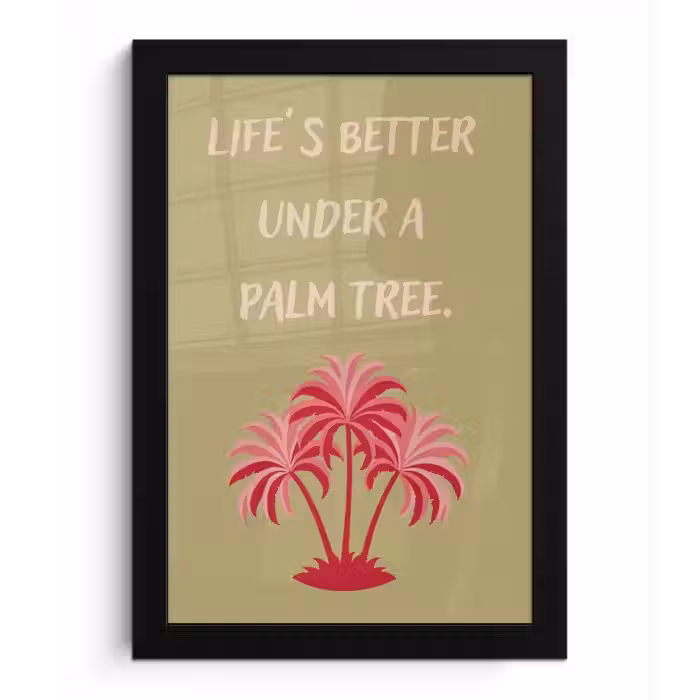 Groen - Zomer - Quote - Palmboom fotolijst zwart zonder passe partout klein -3d
