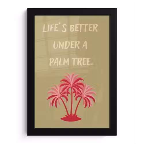 Groen - Zomer - Quote - Palmboom fotolijst zwart zonder passe partout klein -3d