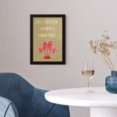 Groen - Zomer - Quote - Palmboom fotolijst zwart zonder passe partout klein -sfeer4
