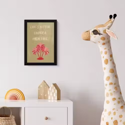 Groen - Zomer - Quote - Palmboom fotolijst zwart zonder passe partout klein -usfeer4_kinderkamer