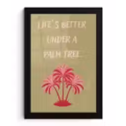 Groen - Zomer - Quote - Palmboom fotolijst zwart zonder passe partout klein -3d