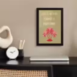 Groen - Zomer - Quote - Palmboom fotolijst zwart zonder passe partout klein -sfeer1