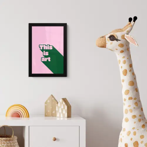 Groen - Teskt - This is art - Roze fotolijst zwart zonder passe partout klein -usfeer4_kinderkamer