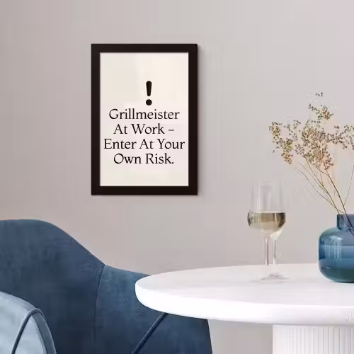 Grill - Uitroepteken - Zwart - Tekst fotolijst zwart zonder passe partout klein -sfeer4