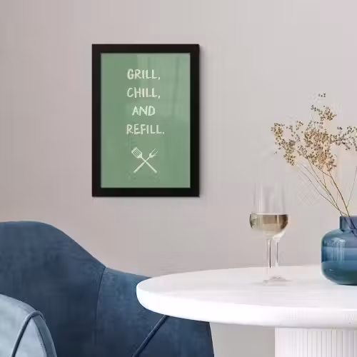 Grill - Groen - Zomer - Quote fotolijst zwart zonder passe partout klein -sfeer4