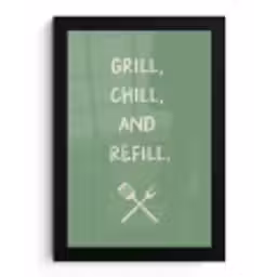 Grill - Groen - Zomer - Quote fotolijst zwart zonder passe partout klein -3d
