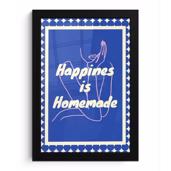 Lijntekening - Vrouw - Quote - Blauw fotolijst zwart zonder passe partout klein -3d